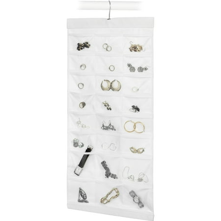 Whitmor Hanging Jewelry File - White with Clear Pockets