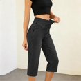 thumbnail image 2 of Asgosdo Women Denim Pants Elastic Waisted Straight Leg Casual Basic Going Out Capris Jeans with Pockets, 2 of 5