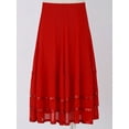 thumbnail image 3 of renvena Kids Girls High Waist A Line Midi Skirt Elegant Ballroom Dance Wear 6-14 Red 8, 3 of 7