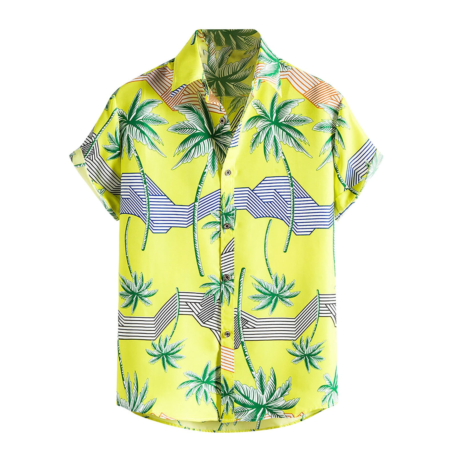 Yunmic Shirts Clearance Summer Men's Hawaiian Shirt Short Sleeves
