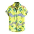 thumbnail image 2 of Summer Savings Clearance 2023! Loopsun Mens Shirts, Casual Lapel Short Sleeve Printing Hawaiian Beach Button Shirt Yellow B, 2 of 5