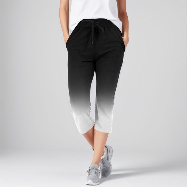 WILLBEST Pantalones Casuales para Mujer, con Bolsillos Lisos, Cintura Elástica y Largo Medio para Uso Diario. Grande