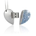 thumbnail image 1 of Memoria USB con forma de corazón y diamante (azul, 32 GB), memoria USB 3.0 de alta velocidad con forma de corazón y diamante avanzada, 1 of 5