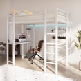 thumbnail image 3 of Walsunny Loft Bed Full Metal Bunk Bed with Desk Guardrail Secured Ladder for Adults Girls Boys Bedroom Loft Dormitory,White, 3 of 7