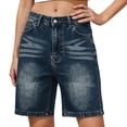 thumbnail image 2 of Womens Jean Shorts High Waisted Summer Stretchy Casual Elastic Waist Denim Shorts with Pockets, 2 of 5