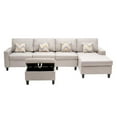 thumbnail image 6 of Pemberly Row Beige Fabric 5Pc Reversible Sofa Chaise and Ottoman, 6 of 11