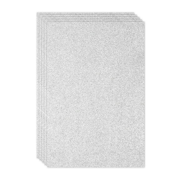 Uxcell Silver Shiny EVA Glitter Foam Sheet 11.8 x 7.9 Inch 2mm Thick with Back Adhesive Sparkle EVA Glitter Felt for Crafts DIY Project, 5 Pcs