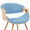 Blue and Oak, variant on Butterfly Mid-Century Upholstered Dining Chair in Green and Patterned Oak Finish