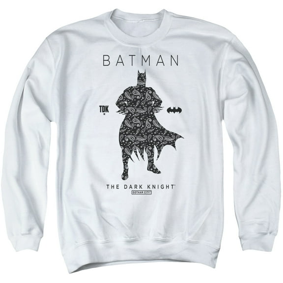 Batman Paislety Silhouette Adult Crewneck Sweatshirt White