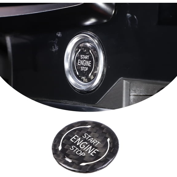 TINKI Real Carbon Fiber Engine Start Stop Push Start Button Cover Fit for Chevrolet Corvette C8 2020 2021, Trailblazer 2019, Car Push Start Button Cover Trim Accessories