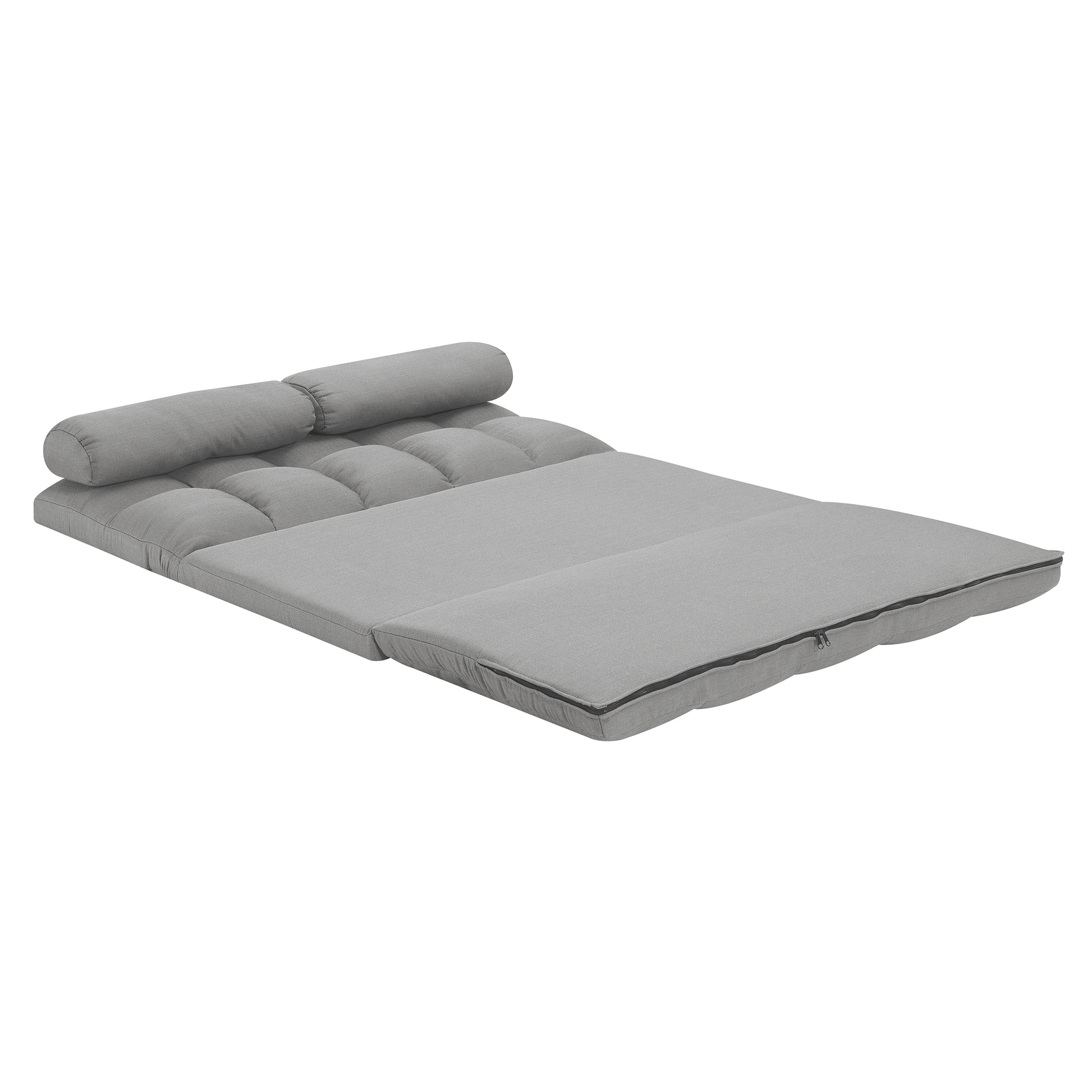 Tri-Fold Foam Folding Mattress and Sofa Bed with Pillows, Grey