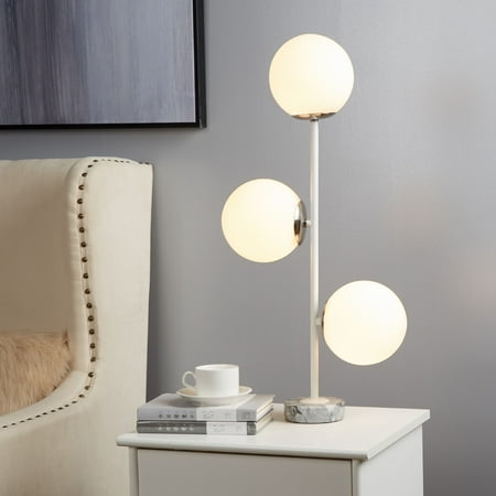 Raised Base Table Lamp - Urban Shop Silver 3 Bulb Table Lamp With Marble Base