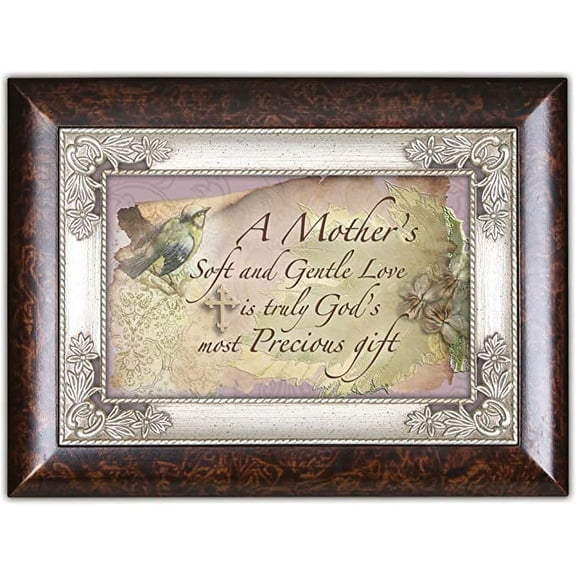 Cottage Garden Mothers Soft Gentle Love is Gods Burlwood Jewelry Music Box Plays Amazing Grace