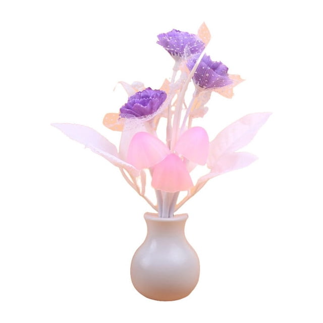 Moyic US Plug Night Light Flower Sensor 0.5W LED Socket Bedroom Wall Control 220V Glow Decor Kids Atmosphere Home Bedside Lamp Iluminación y accesorios Tipo 3 Púrpura