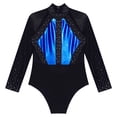 thumbnail image 6 of dPois Kids Girls Rhinestone Long Sleeve Gymnastics Leotard Ballet Dance Unitard Bodysuit Dance Suit Blue 8, 6 of 7