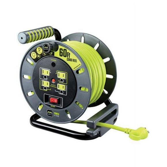 Masterplug ProXT 3852290 60 ft. Plastic Cord Reel, Gray & Green - Large