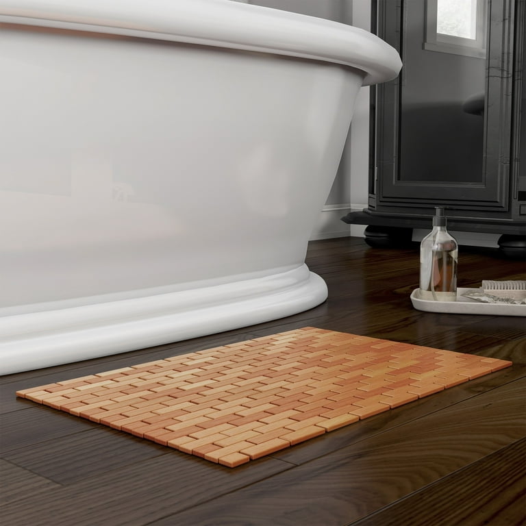  Wood Bathroom Mat, Wood Shower Mat for Indoor