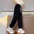 thumbnail image 4 of SJLDQY Girls Lined Pants Casual Elastic Waist Drawstring Joggers for Girls Solid Color Baggy Sweatpants with Pockets, 4 of 7