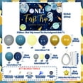 thumbnail image 6 of Space 1st Birthday Party Decorations,5432 One First Trip Around the Sun Background，Blue Gold Theme Balloon Arch Kit and Sliver Moon Star Foil Balloon for Boy or Girl Space Themed Party Supplies., 6 of 6