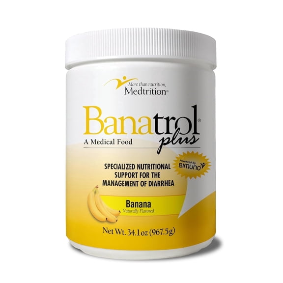 Medtrition Banatrol® Natural Anti-Diarrheal with Prebiotics, Relief from Chronic Diarrhea, IBS, Recurring Diarrhea, Clinically Supported Medical Food, Non-Constipating, 90 Servings (Banana)