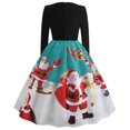 thumbnail image 3 of Tarmeek Christmas Dress,Ugly christmas Sweater Women Thin Print Splicing Swing Dress Long Sleeve Round Neck Dress Xmas Gifts for Women, 3 of 6