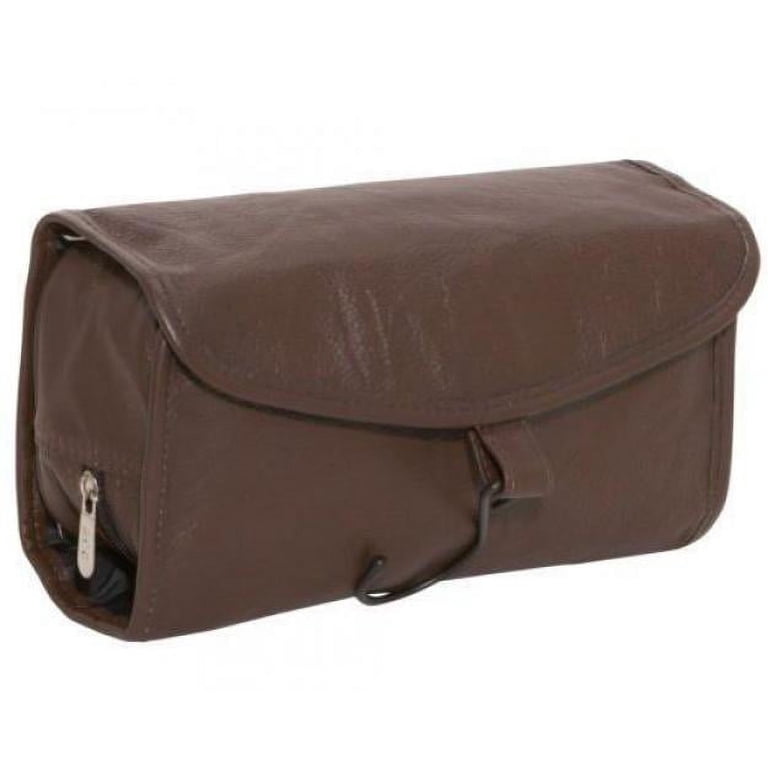 AmeriLeatherAll Leather Travel Kit - Genuine Leather Toiletry Bag for Men &  Women - Travel Organizer Kit-Color:Dark Brown
