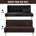 thumbnail image 6 of LiveGo Stretch Velvet Futon Cover Armless Sofa Covers Thick Sofa Bed Slipcover Protector, Dark Brown, 6 of 8