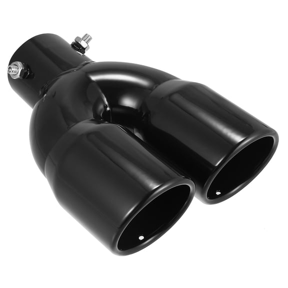 62mm 2.44" Inlet Straight Universal Car Double Exhaust Tip Exhaust Tailpipe Glossy Black Fit for 2.5" Pipe