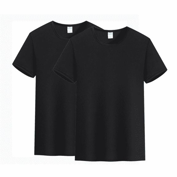 Laurence Trade Pack of 2 Unisex T-Shirts, Classic Heavyweight Cotton Crewneck Tee, Roomy Fit, Ideal for Leisure Activities Black
