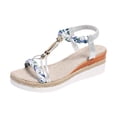 thumbnail image 2 of WILLBEST Sandalias De Plataforma Bohemias Con Punta Redonda, Planas, Con Cuña Y Cuentas Trenzadas Para Mujer, 2 of 4