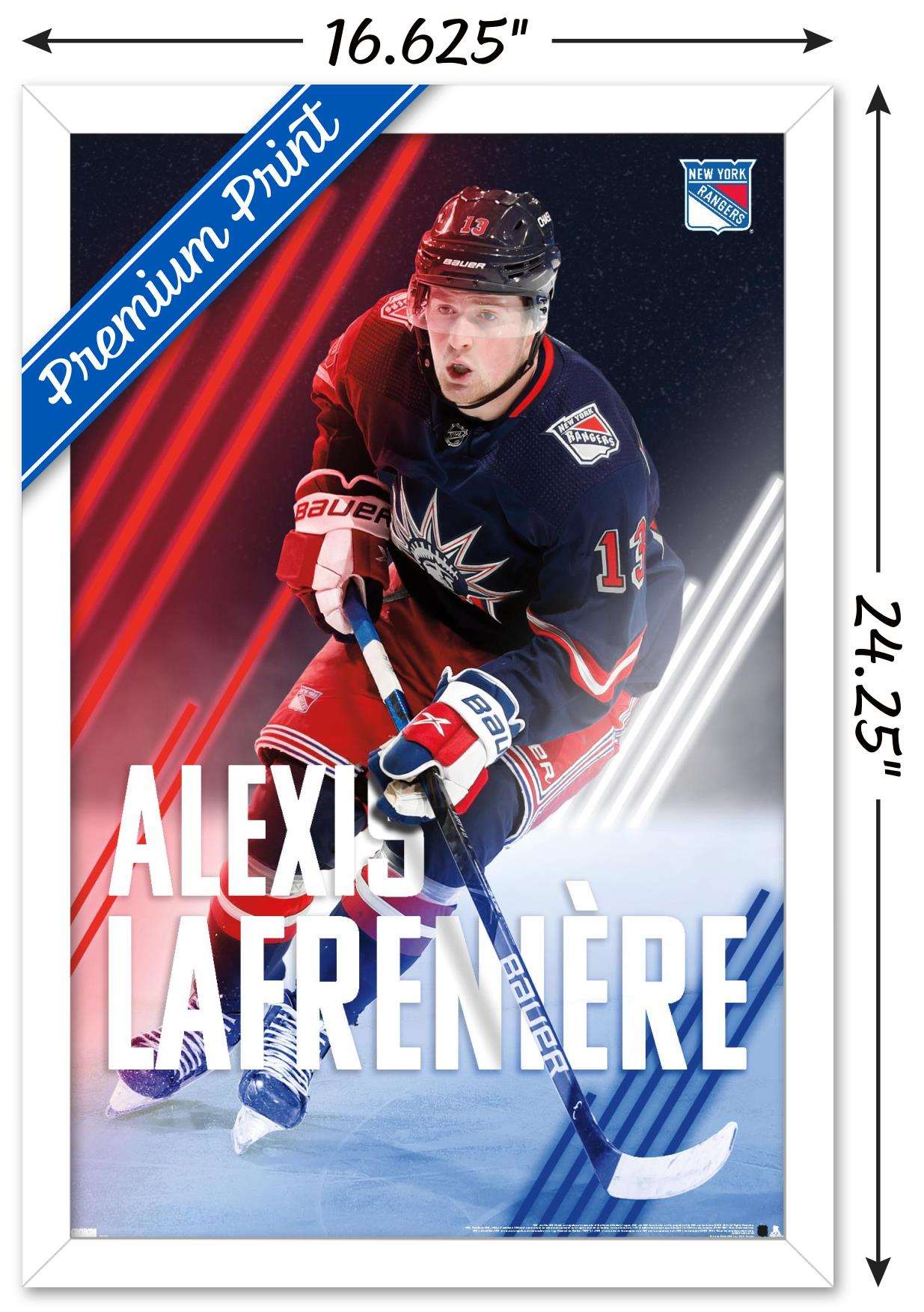 NHL New York Rangers - Alexis Lafrenière 20 Wall Poster, 14.725" x 22.375", Framed