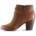 thumbnail image 5 of MARCO REPUBLIC Montreal Women's Ankle Boots Almond Toe Mid Heel Chunky Block Stacked Heels Booties, Tan, Sizes 5-11, 5 of 7