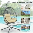 thumbnail image 3 of Egg Chair with Cushion ,Metal Hanging Hammock C-Stand for Chair, Hanging Swing Egg Chair for Indoor Outdoor, With Weather-Resistant Finish, Sturdy, Beige, 3 of 7