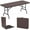 Brown, variant on Costway 6 ft Portable Folding Table with Wood Grain HDPE Tabletop Safe Lock Mechanism Brown