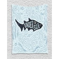 thumbnail image 1 of Under the Sea Tapestry, Doodle Style Nautical Design of a Fish with Funny Lettering, Wall Hanging for Bedroom Living Room Dorm Decor, 40W X 60L Inches, Pale Blue and Multicolor, by Ambesonne, 1 of 2