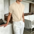 thumbnail image 4 of hotojiny Mens Casual T-Shirts Classic Short Sleeve Knit Tees Crewneck Ribbed Solid Shirts Comfort Business Work Tops, 4 of 5