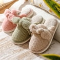 thumbnail image 4 of Zapatillas de algodón de otoño e invierno para mujer con nudo de lazo, zapatillas peludas para el hogar, zapatillas de algodón cálidas de felpa antideslizantes gruesas para mujer, 4 of 5