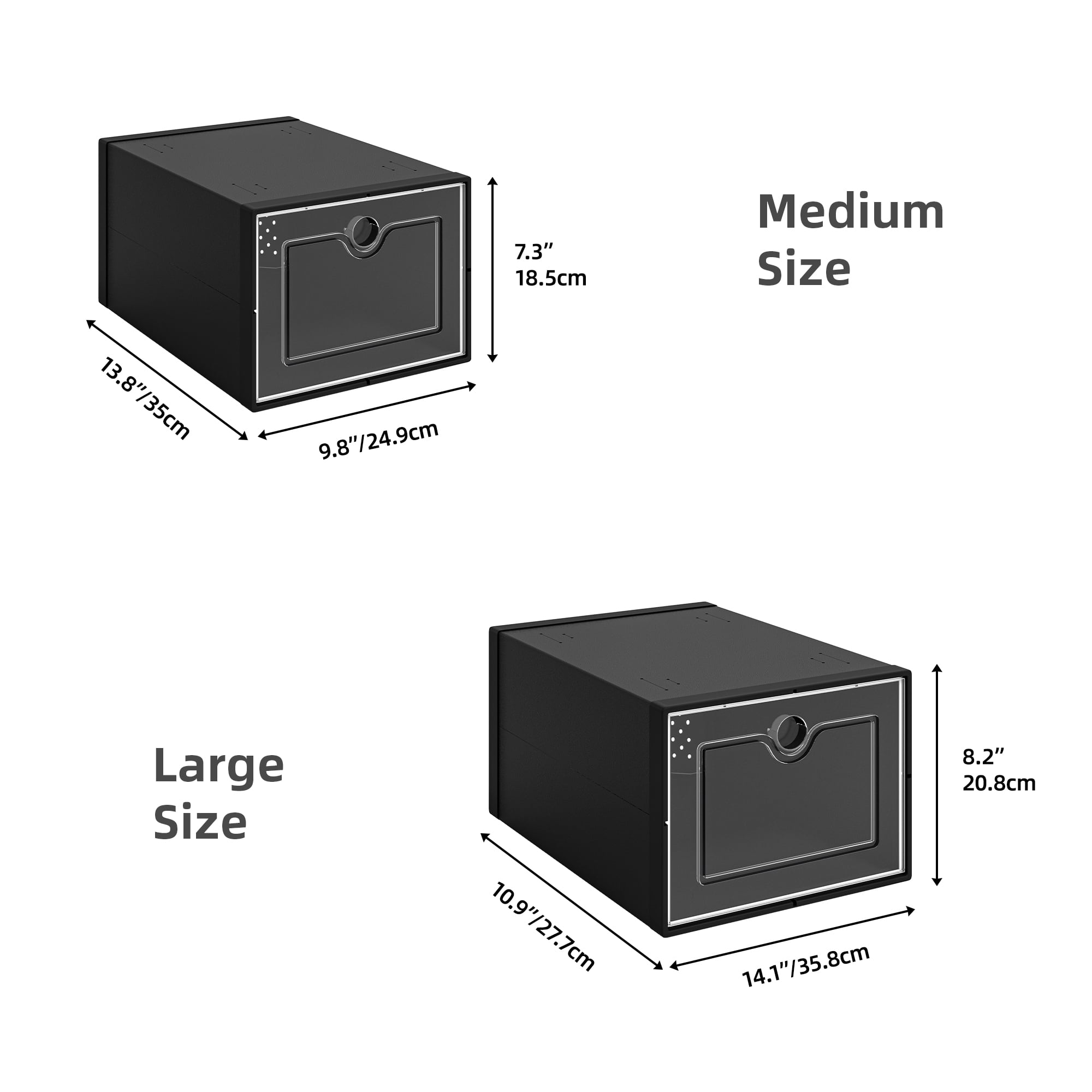 Uforic 24 PCS  Shoe Storage Box, Stackable Plastic Shoe Organizer Box,for Entryway Hallway, Black
