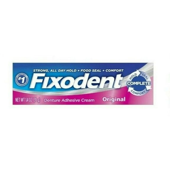 Fixodent Complete Denture Adhesive Fit & Strong Hold Cream, 1.4oz, 5-Pack