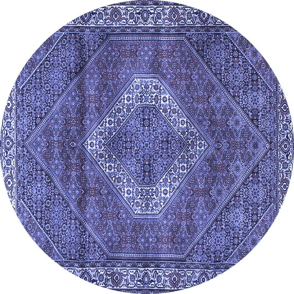 Ahgly Company Machine Washable Indoor Round Medallion Blue Traditional Area Rugs, 8' Round