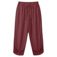 thumbnail image 4 of Axiiglly Women's Capris Pants Casual Loose High Waist Cropped Pants with Pockets Solid Color Holiday Outdoor Trousers S-3XL, 4 of 6