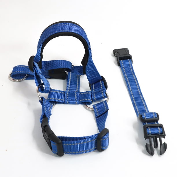 Bozal suave para perros, bozal de nailon acolchado ajustable para perros grandes y medianos, antimasticación, ladridos, mordeduras, permite pantalones y bebidas para perros (azul, L)