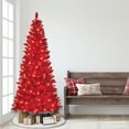 thumbnail image 2 of 6.5 ft Pre-lit Flocked Fashion Red Tree 475 Tips 200 Warm White LED Lights, 2 of 2