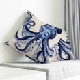 thumbnail image 4 of Throw Pillow Covers 18x18 Inch, Navy Blue Octopus Coastal Decorative Pillow Cases for Couch Sofa Bed, Nautical Summer Beach Rustic Cotton Linen Square Home Decor Pillowcases with Hidden Zipper, 4 of 7