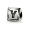 Solid 925 Sterling Silver Reflections Letter Y Triangle Block Bead (8.2mm x 8.2mm)