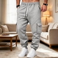 thumbnail image 4 of COSFO Work Cargo Pants for Men Stretch Pockets Sweatpants Relaxed Fit Drawstring Jogger Solid Pants for Men, 4 of 8