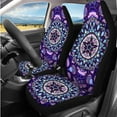 thumbnail image 2 of Yuyamidu 14 PCS Boho Mandala Flower Car Seat Covers Full Set Purple Automobile Accessories Decor Steering Wheel Cover Seatbelt Pad Headrest Covers Armrest Pad Cup Mat Key Chain, 2 of 7