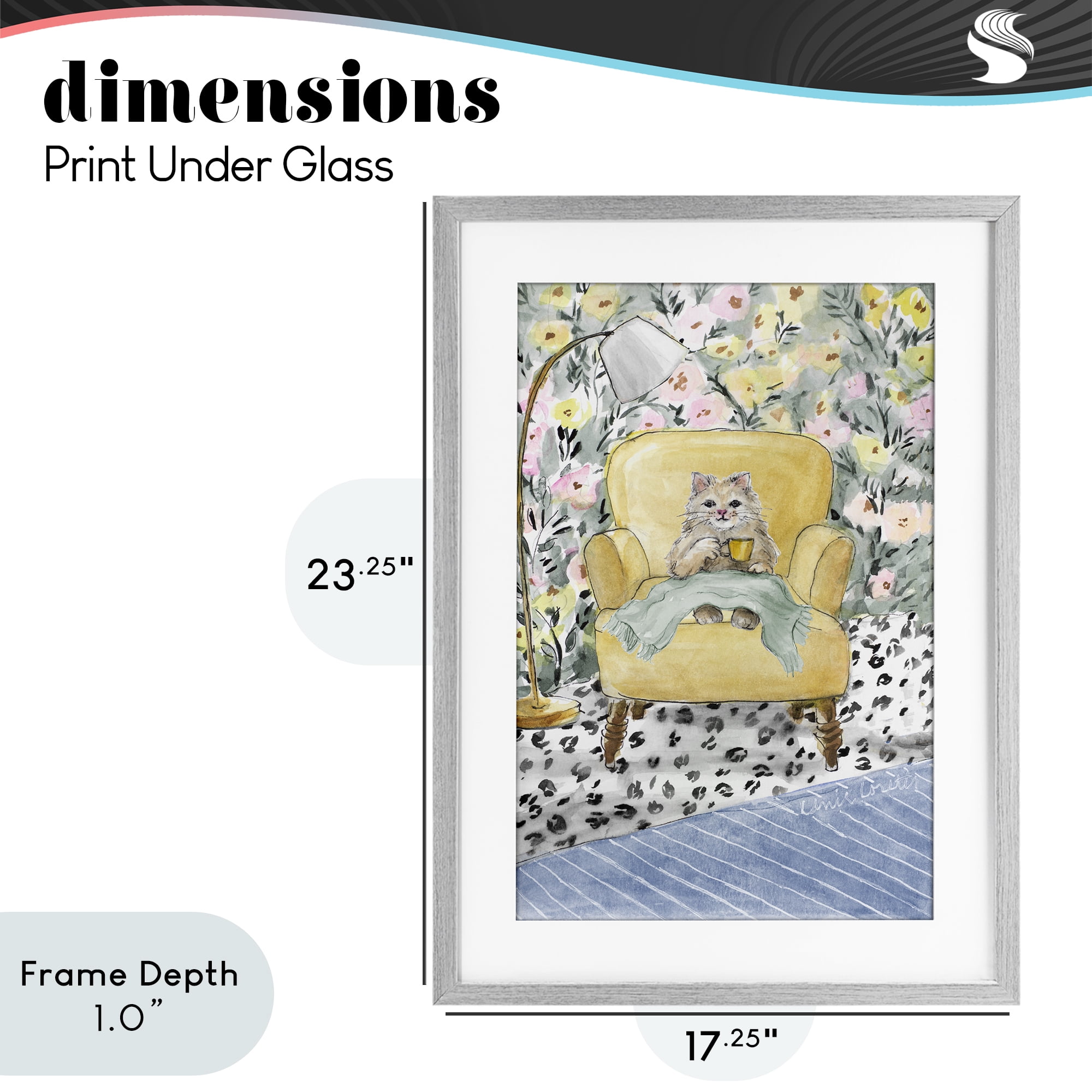Stupell Industries Cozy Cat Relaxing Gray Framed Print Under Glass, design by Lanie Loreth