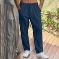 thumbnail image 7 of hotojiny Men's Cotton Linen Pants Breathable Casual Summer Beach Clothes Elastic Waist Drawstring Lightweight Travel Trouser S-3XL, 7 of 7
