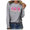 thumbnail image 1 of Fridja Femmes Cancer du Sein Imprimé L en Vrac Col Rond Manches Longues T-shirt Tops Blouse, 1 of 3